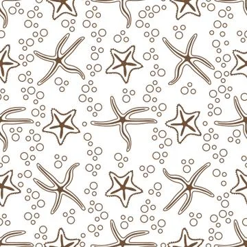 Vector seamless pattern with starfish. Stock Illustration