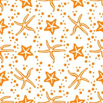 Vector seamless pattern with starfish. Illustrazione stock