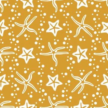 Vector seamless pattern with starfish. Stock Illustration