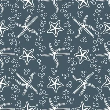 Vector seamless pattern with starfish. Stock Illustration