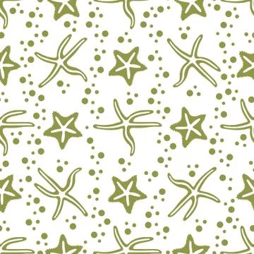 Vector seamless pattern with starfish. Stock Illustration