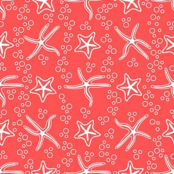 Vector seamless pattern with starfish. Stock Illustration