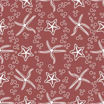 Vector seamless pattern with starfish. Stock Illustration