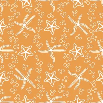 Vector seamless pattern with starfish. Stock Illustration
