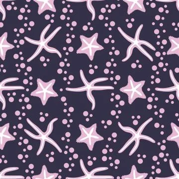 Vector seamless pattern with starfish. Stock Illustration