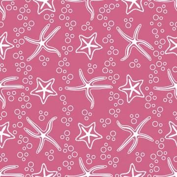Vector seamless pattern with starfish. Illustrazione stock