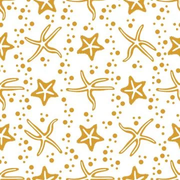 Vector seamless pattern with starfish. Stock Illustration