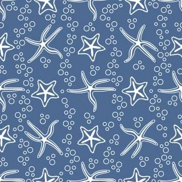 Vector seamless pattern with starfish. Stock Illustration