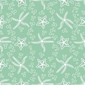 Vector seamless pattern with starfish. Stock Illustration