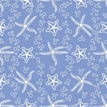 Vector seamless pattern with starfish. Stock Illustration