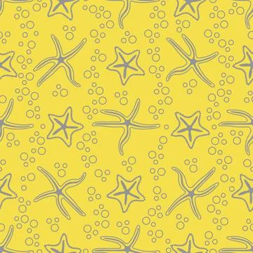 Vector seamless pattern with starfish. Stock Illustration