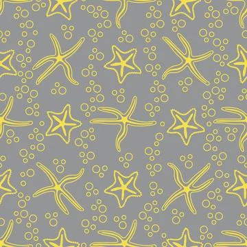 Vector seamless pattern with starfish. Stock Illustration