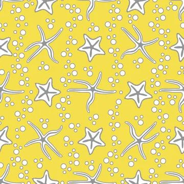 Vector seamless pattern with starfish. Stock Illustration
