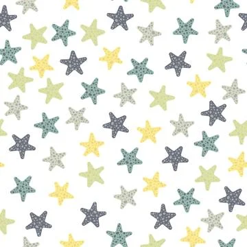 Vector seamless pattern with starfish.Underwater cartoon creatures.Marine Stock Illustration