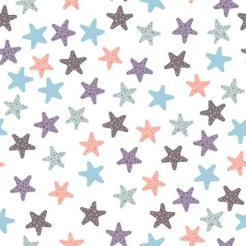 Vector seamless pattern with starfish.Underwater cartoon creatures.Marine Stock Illustration
