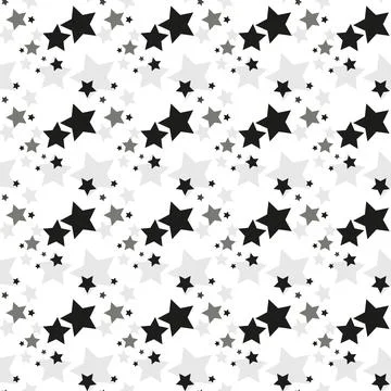 Vector seamless pattern with stars. Simple repeated texture with falling star Stock Illustration