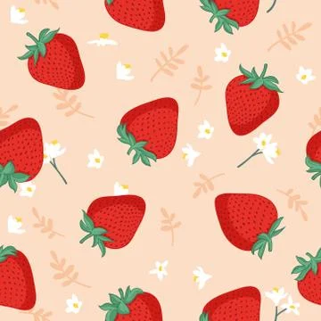 Vector seamless pattern with strawberries. Graphic stylized drawing. Stock Illustration