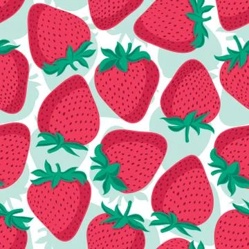 Vector seamless pattern with strawberries. Graphic stylized drawing. Stock Illustration