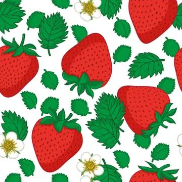 Vector seamless pattern with strawberries. Graphic stylized drawing. Stock Illustration