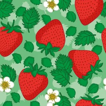 Vector seamless pattern with strawberries. Graphic stylized drawing. Stock Illustration