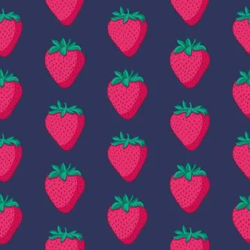 Vector seamless pattern with strawberries. Graphic stylized drawing. Stock Illustration