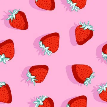 Vector seamless pattern with strawberries. Graphic stylized drawing. Stock Illustration