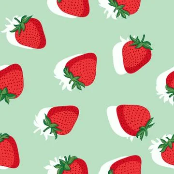 Vector seamless pattern with strawberries. Graphic stylized drawing. Stock Illustration