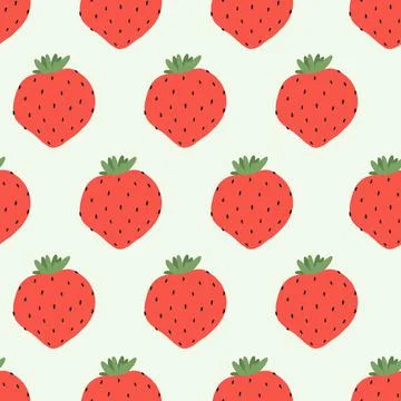 Vector seamless pattern with strawberries Stock Illustration