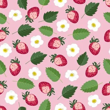 Vector seamless pattern with strawberries. Summer background, wallpaper. Illustrazione stock