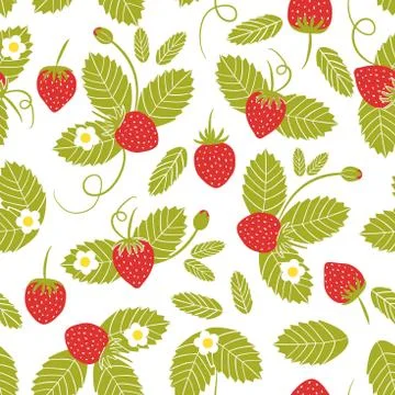 Vector seamless pattern with strawberry. Fresh berry background for textile Stock Illustration