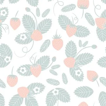 Vector seamless pattern with strawberry. Fresh berry background for textile Stock Illustration