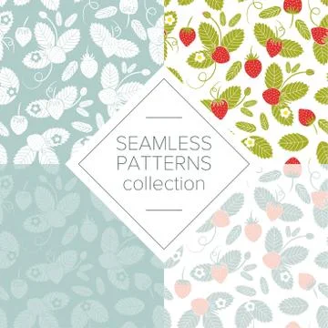 Vector seamless pattern with strawberry. Fresh berry background for textile Stock Illustration