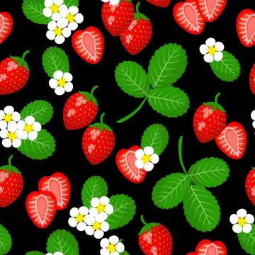 Vector seamless pattern with strawberry Illustrazione stock