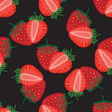 Vector seamless pattern of Strawberrys, design colorful abstract illustration Stock Illustration