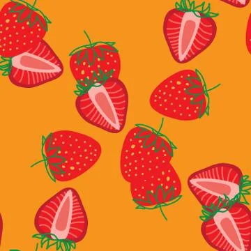 Vector seamless pattern of Strawberrys, design colorful abstract illustration Stock Illustration