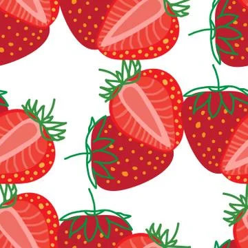 Vector seamless pattern of Strawberrys, design colorful abstract illustration Stock Illustration