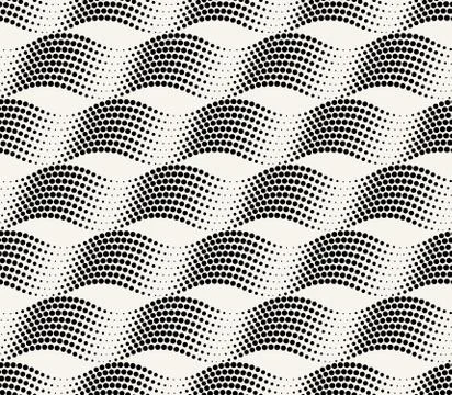 Vector seamless pattern. Striped polka dots abstract background wavy stripes Stock Illustration