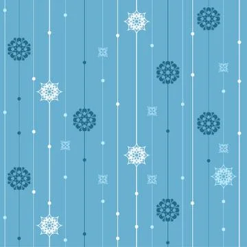 Vector seamless pattern with stripes, snowflakes Stock Illustration