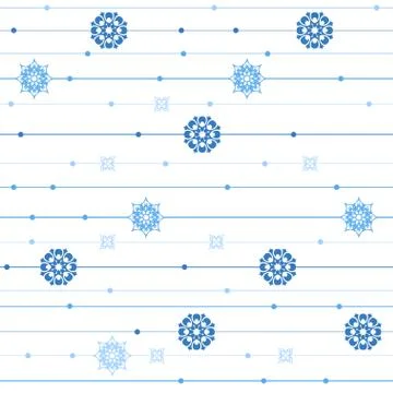 Vector seamless pattern with stripes, snowflakes Stock Illustration