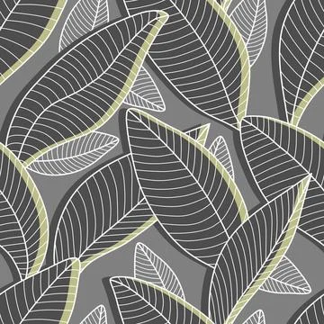 Vector seamless pattern with stylized leaves. Stock Illustration