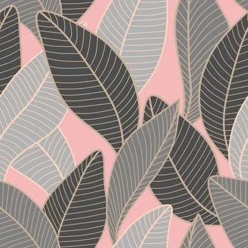 Vector seamless pattern with stylized leaves. Stock Illustration