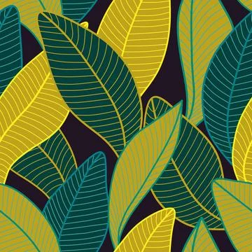 Vector seamless pattern with stylized leaves. Stock Illustration