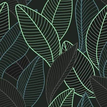 Vector seamless pattern with stylized leaves. Stock Illustration