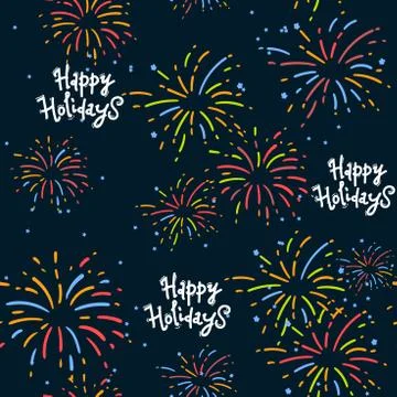 Vector seamless pattern with stylized lights of fireworks. Background with Stock Illustration