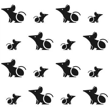 Vector seamless pattern of stylized mice or rats on a white background. For d Stock Illustration
