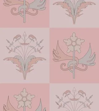 Vector seamless pattern of stylized plant shapes. 스톡 일러스트