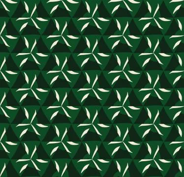 Vector seamless pattern with stylized tropical leaves and flowers Stock Illustration