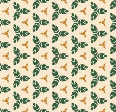 Vector seamless pattern with stylized tropical leaves and flowers Stock Illustration