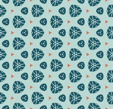 Vector seamless pattern with stylized tropical leaves and flowers Stock Illustration
