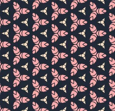 Vector seamless pattern with stylized tropical leaves and flowers Stock Illustration
